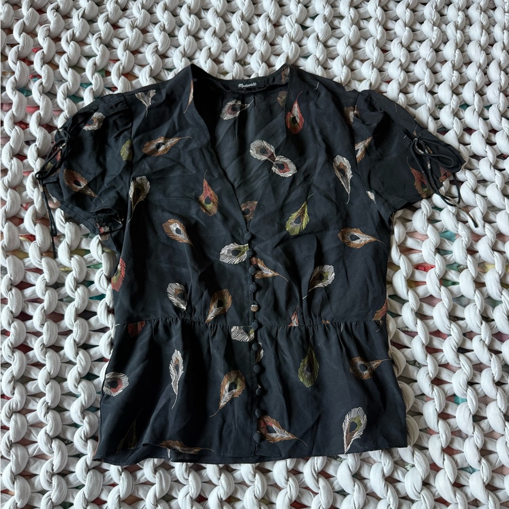 Madewell Silk Belle Top in Peacock